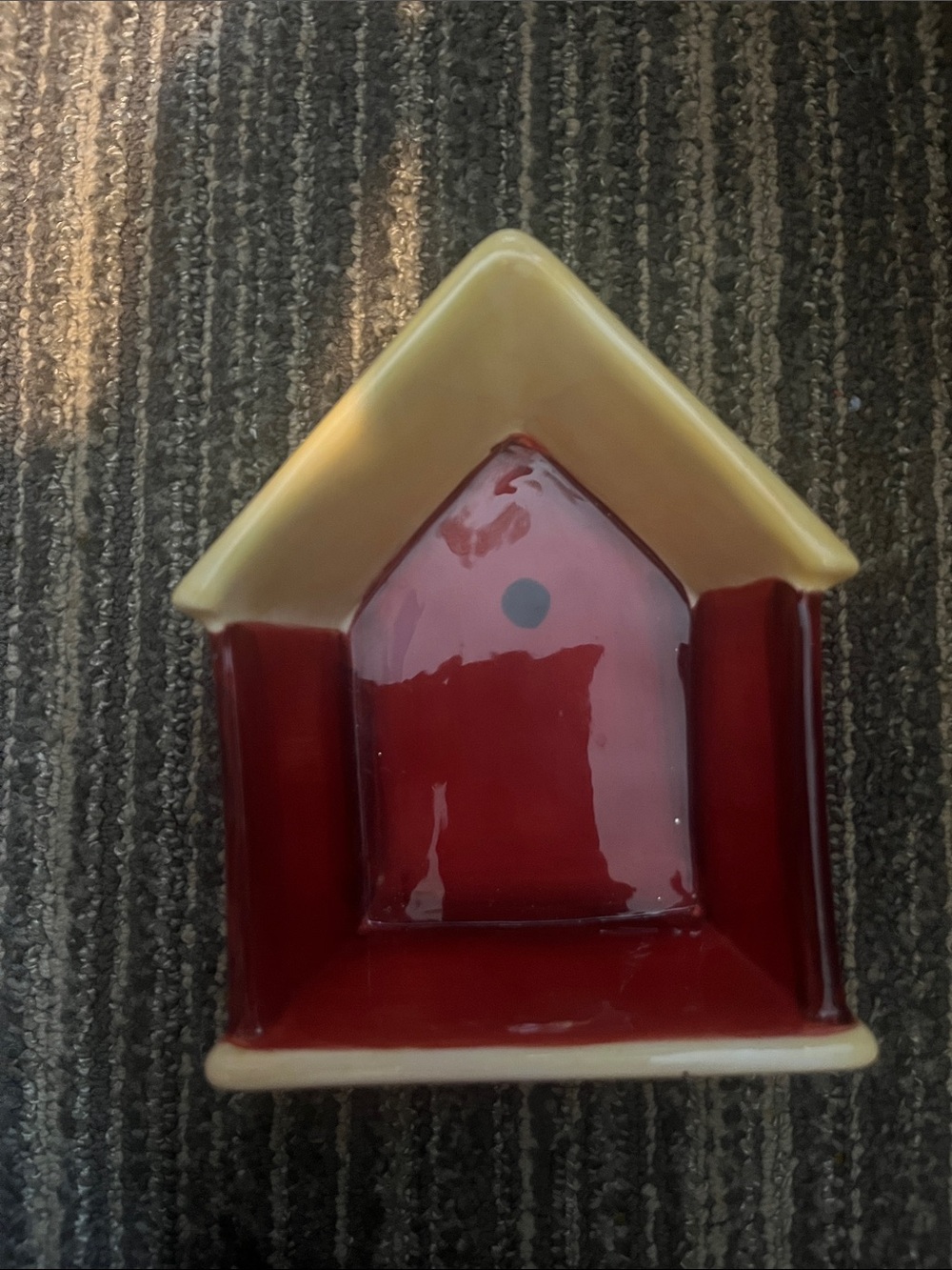 Ceramic House-Shaped Serving Dish in Red and Cream or Candy/ Trinket Dish